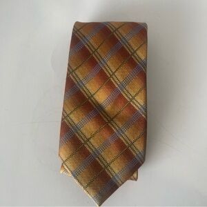 Kenneth Cole New York Plaid Gold and Brown Men's Tie